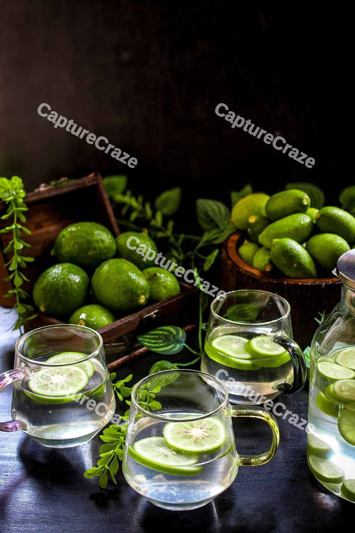 Glasses with lemon and water